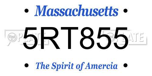 5RT855 Massachusetts License Plate