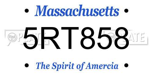 5RT858 Massachusetts License Plate