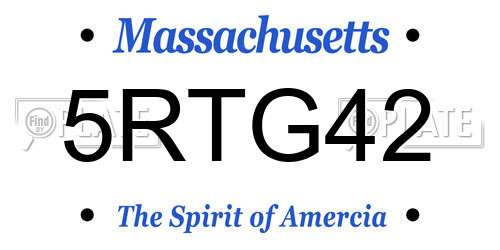 5RTG42 Massachusetts License Plate