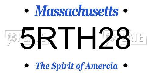 5RTH28 Massachusetts License Plate