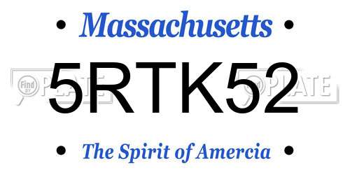 5RTK52 Massachusetts License Plate