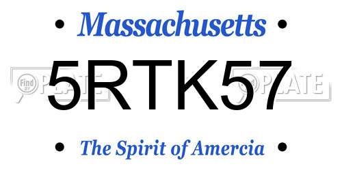 5RTK57 Massachusetts License Plate