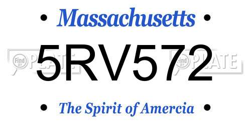 5RV572 Massachusetts License Plate