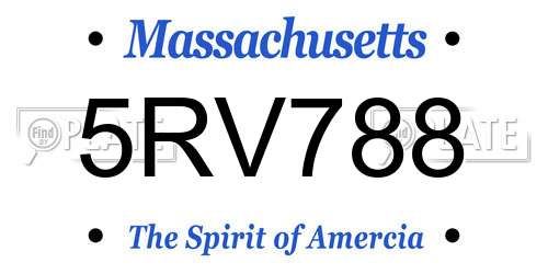 5RV788 Massachusetts License Plate