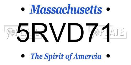 5RVD71 Massachusetts License Plate