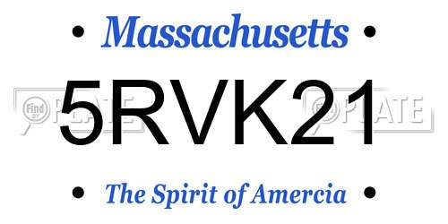 5RVK21 Massachusetts License Plate