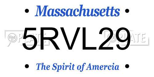 5RVL29 Massachusetts License Plate