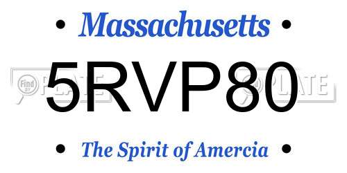 5RVP80 Massachusetts License Plate