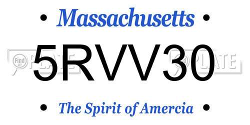 5RVV30 Massachusetts License Plate