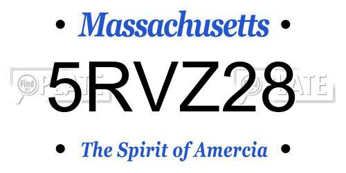 5RVZ28 Massachusetts License Plate