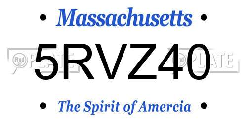 5RVZ40 Massachusetts License Plate