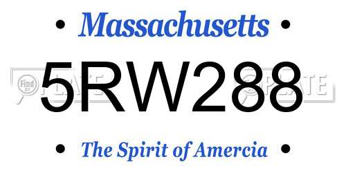 5RW288 Massachusetts License Plate