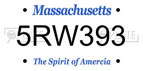 5RW393 Massachusetts License Plate