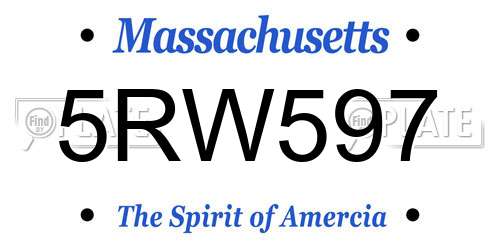 5RW597 Massachusetts License Plate