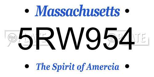 5RW954 Massachusetts License Plate