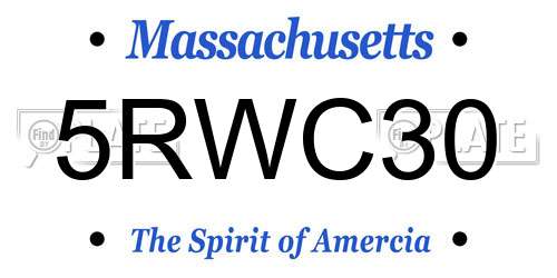 5RWC30 Massachusetts License Plate