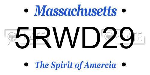 5RWD29 Massachusetts License Plate
