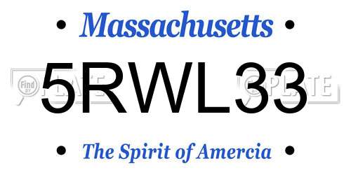 5RWL33 Massachusetts License Plate
