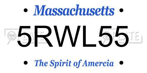 5RWL55 Massachusetts License Plate