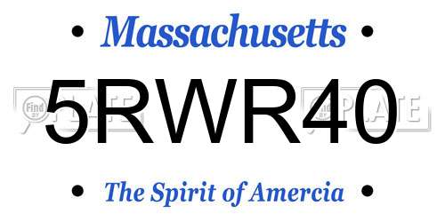 5RWR40 Massachusetts License Plate