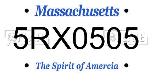 5RX0505 Massachusetts License Plate