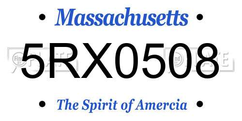 5RX0508 Massachusetts License Plate