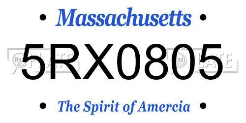 5RX0805 Massachusetts License Plate