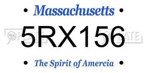 5RX156 Massachusetts License Plate