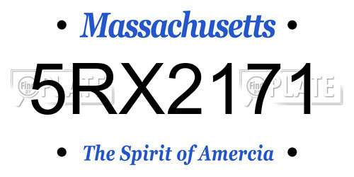 5RX2171 Massachusetts License Plate