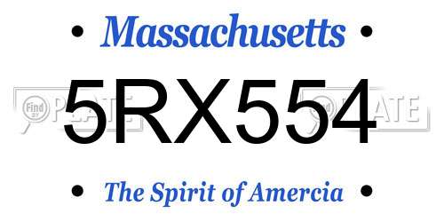5RX554 Massachusetts License Plate