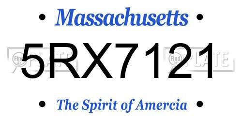 5RX7121 Massachusetts License Plate