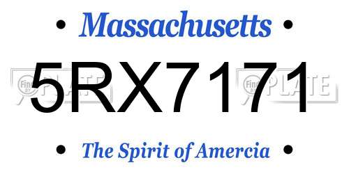 5RX7171 Massachusetts License Plate