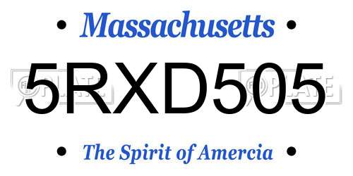 5RXD505 Massachusetts License Plate