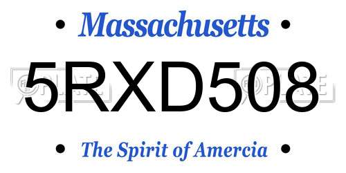 5RXD508 Massachusetts License Plate
