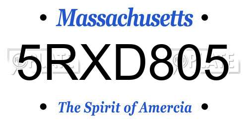 5RXD805 Massachusetts License Plate