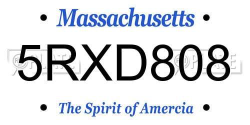 5RXD808 Massachusetts License Plate
