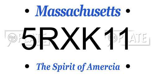 5RXK11 Massachusetts License Plate
