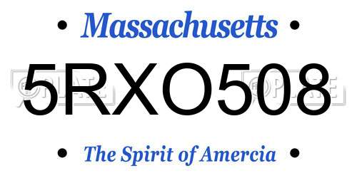 5RXO508 Massachusetts License Plate