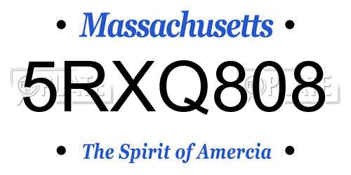 5RXQ808 Massachusetts License Plate