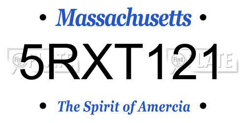 5RXT121 Massachusetts License Plate