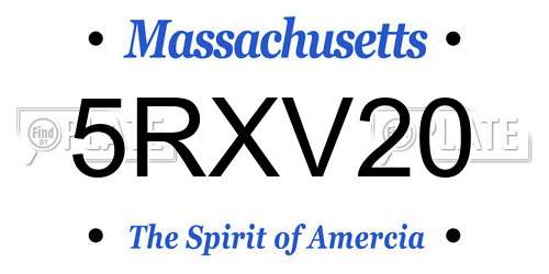 5RXV20 Massachusetts License Plate