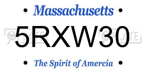 5RXW30 Massachusetts License Plate