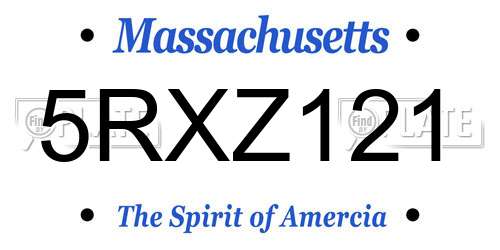 5RXZ121 Massachusetts License Plate