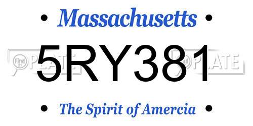 5RY381 Massachusetts License Plate