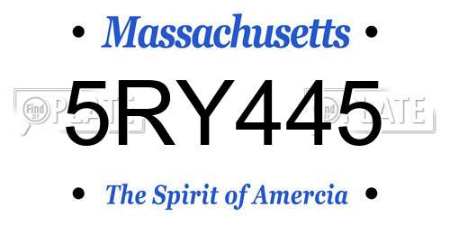 5RY445 Massachusetts License Plate