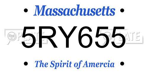 5RY655 Massachusetts License Plate
