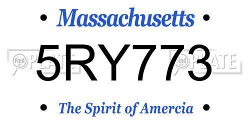 5RY773 Massachusetts License Plate