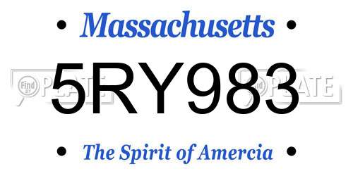 5RY983 Massachusetts License Plate