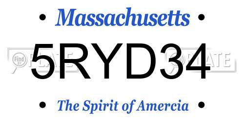 5RYD34 Massachusetts License Plate