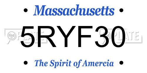 5RYF30 Massachusetts License Plate
